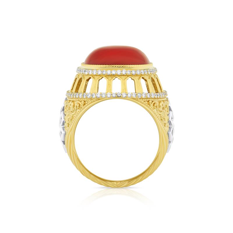 Life Force Coral Signet Ring 18k Gold 21.75g, Total 23.56g 0.58cts. Diamonds — view 3