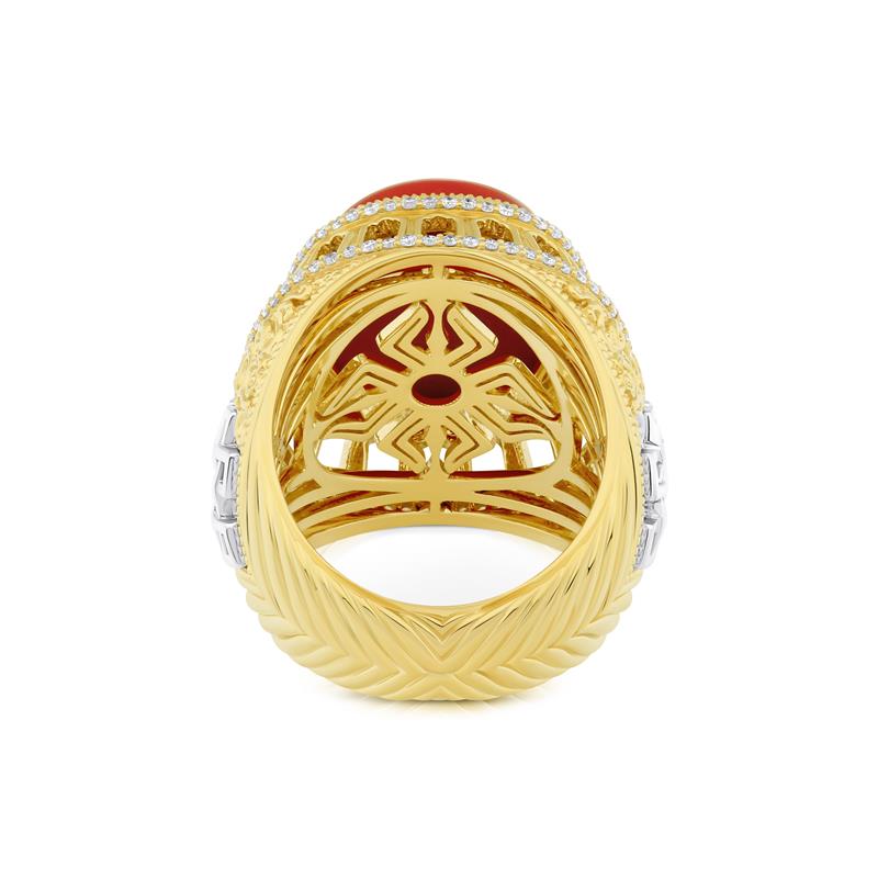 Life Force Coral Signet Ring 18k Gold 21.75g, Total 23.56g 0.58cts. Diamonds — view 5