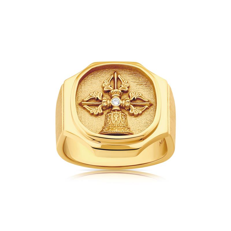 Samaya Ring Jumbo, Size 65, Yellow 18K Gold: 18.08g, Diamond: .015cts