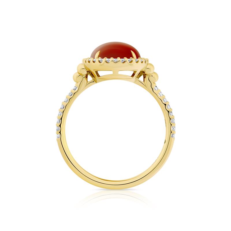 Oval Coral Diamond Ring 0.30 CTS. YG14: 3.0g, Total Weight: 3.77g — view 3