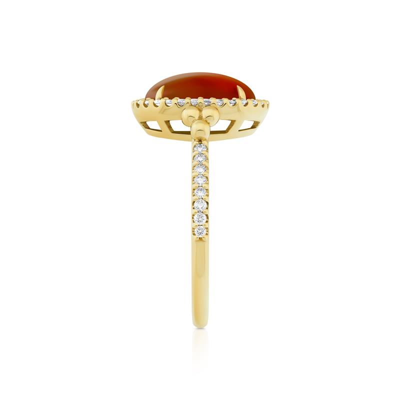 Oval Coral Diamond Ring 0.30 CTS. YG14: 3.0g, Total Weight: 3.77g — view 4