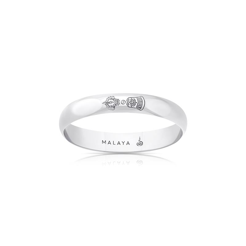Gold bands sizes 50-54, bell engravings, white 18k gold (Small sizes: 25,000, Medium: 27,000, Large: 30,000)