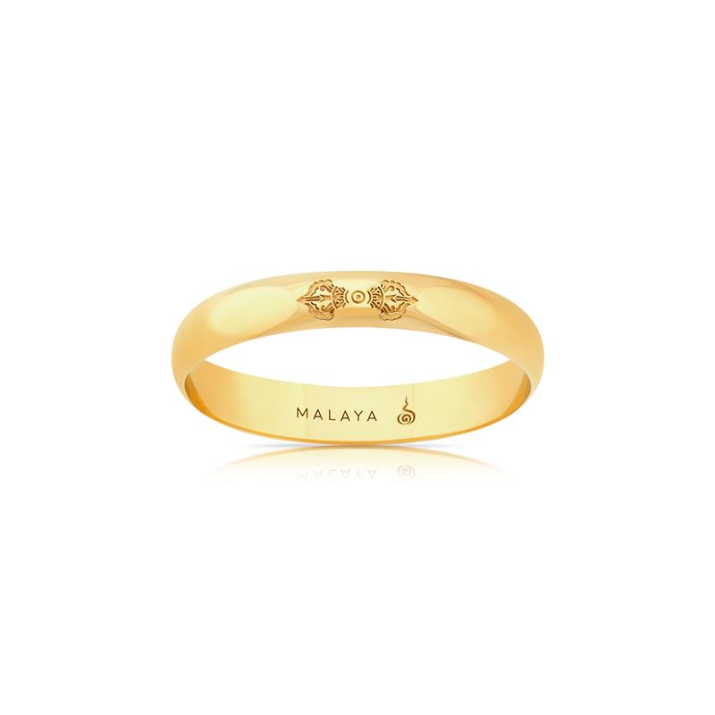 Gold bands sizes 50-61, vajra & bell engravings, yellow 18k gold (Small sizes: 24,000, Medium: 26,000, Large: 28,000)