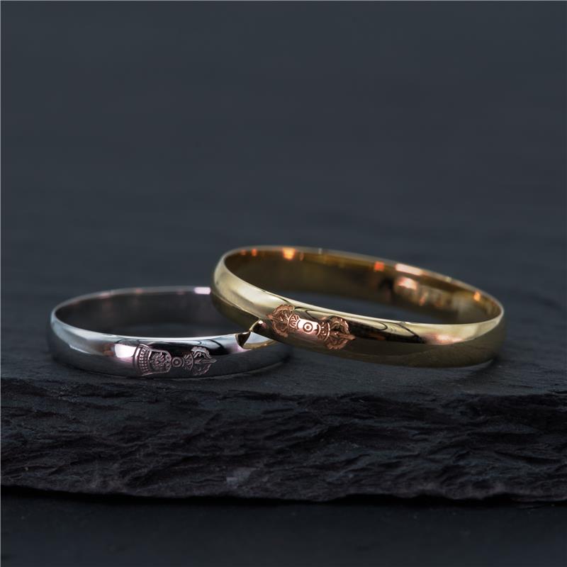 Gold bands sizes 50-61, vajra & bell engravings, yellow 18k gold (Small sizes: 24,000, Medium: 26,000, Large: 28,000) — view 3