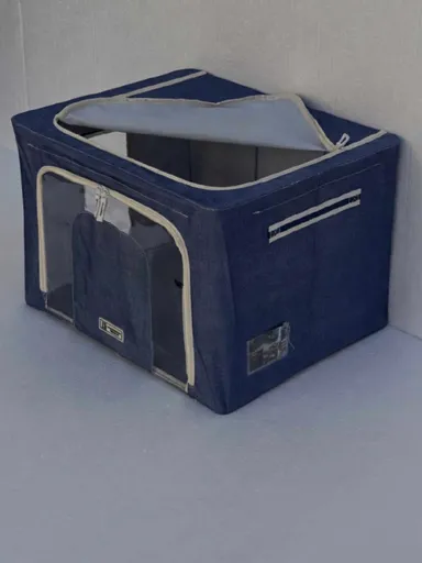 صندوق تخزين قابل للطي باللون الأزرق