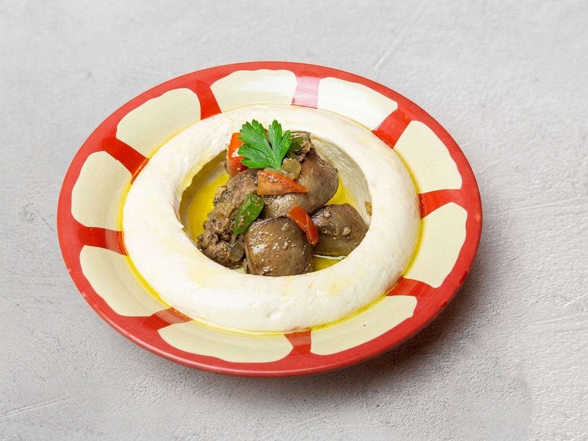 Hummus with Chicken Liver Plate
