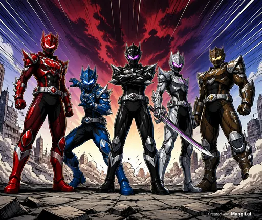 the ultimate judgment Megazord standing in front of a villain that he shall unle