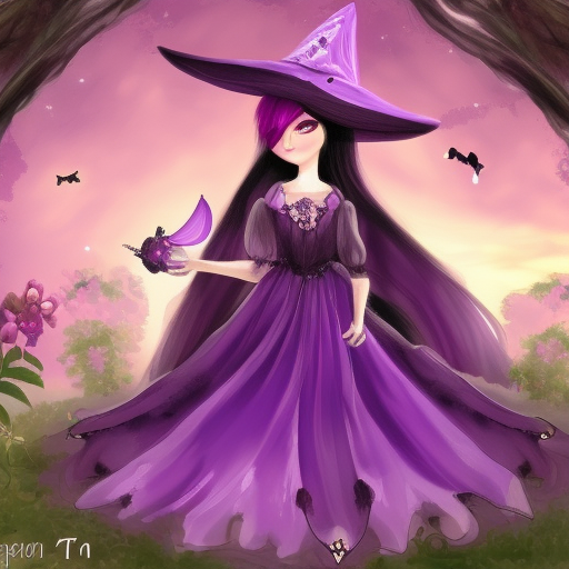 Purple dressed witch fairy