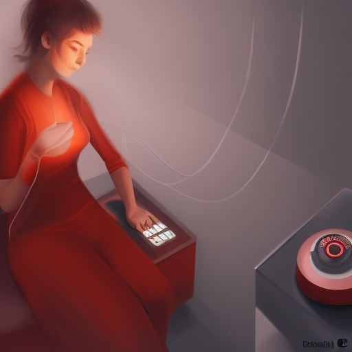 Woman pressing red button