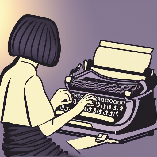 Blogger typing on a typewriter