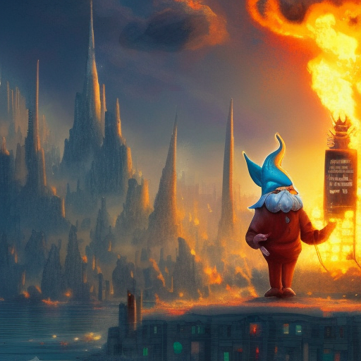 gnome burning city