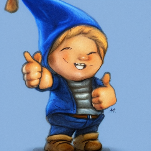 Gnome with blue hat giving thumbs up