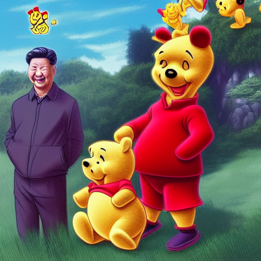 Xi Jinping and Winnie the Pooh drinking beer