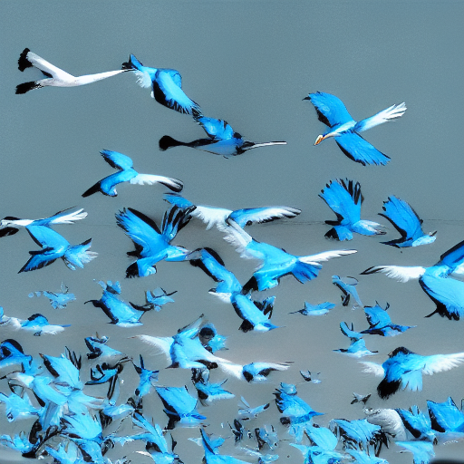 Flock of Beautiful blue birds being released 