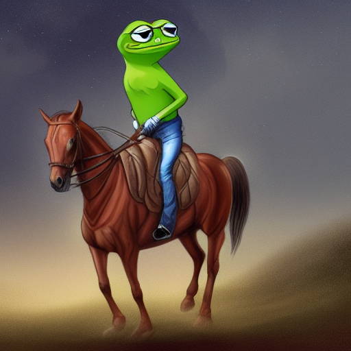 pepe the frog riding a horse