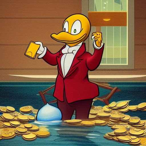 scrooge mcduck swimming in his money bin
