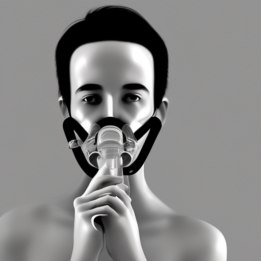 man breathing through an oxygen mask