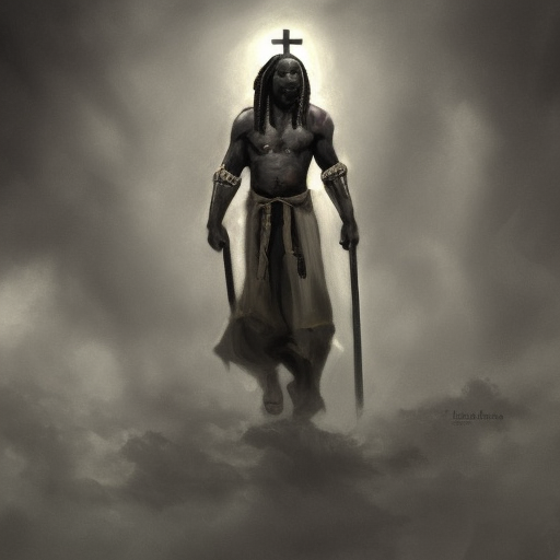 black man, with dreads, holy crusader, with a cross