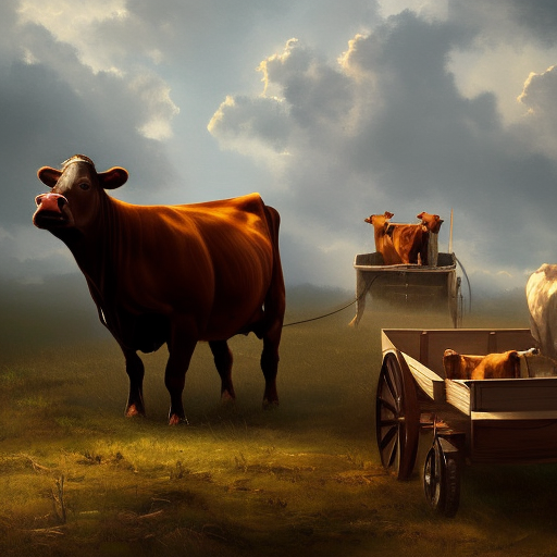 Cow towing a wagon