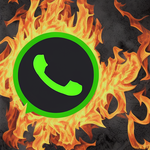 Green Whatsapp logo burning in a fire