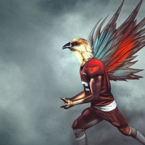 football player with bird wings