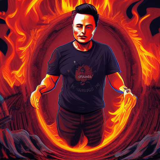 Elon musk burning in hell