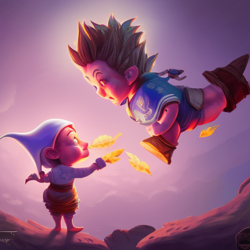 sprite driven gnome fighting mrgirl, 8k, epic composition