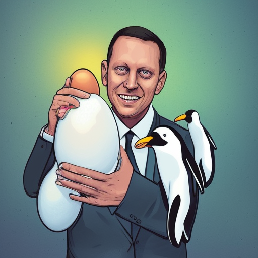 Peter Thiel making out with, cuddling with, and incubating an egg together with a gay penguin