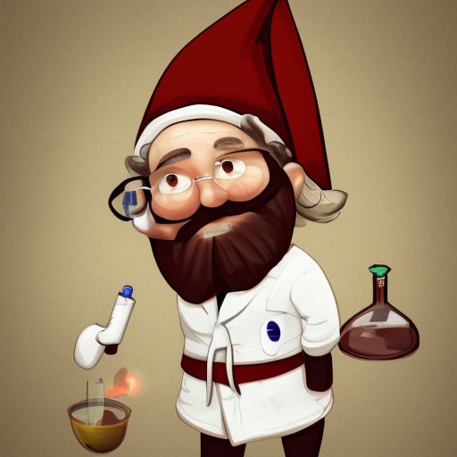 gnome scientist in a lab coat 