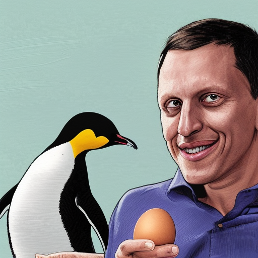 Peter Thiel, Investor, making out, cuddling and incubating an egg together with a gay penguin