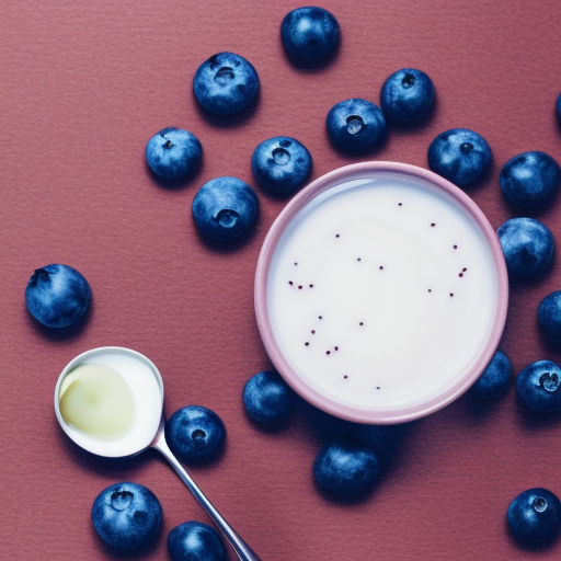 a cup of yogurt, beautiful, 4k, blueberries