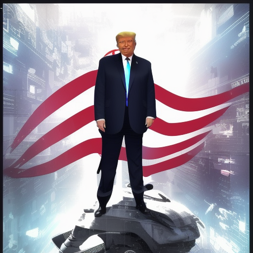 Donald trump free from the shackles of Twitter prison. Military, digital, cyberpunk, censorship, ban.