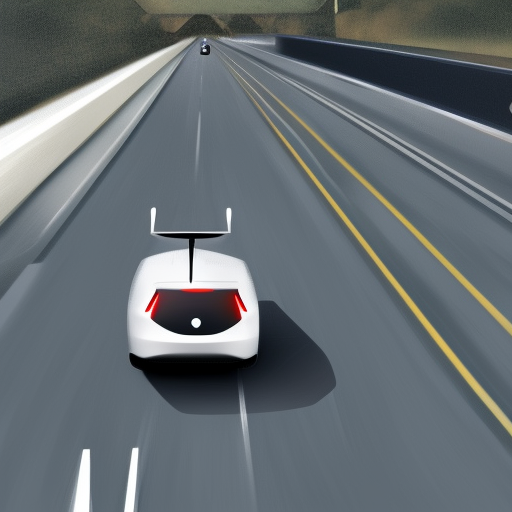 Level 5 autonomous car cruising down the highway 
