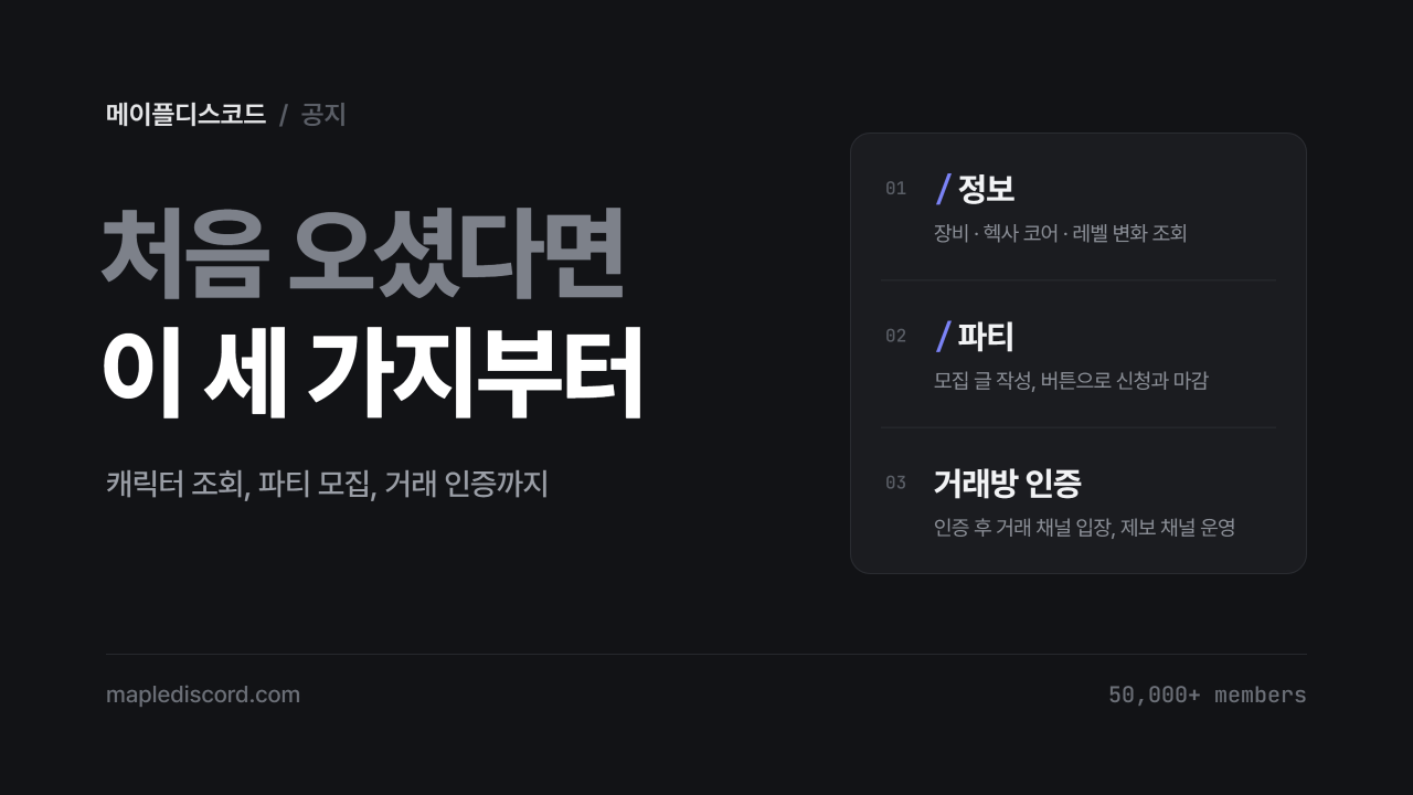 메이플디스코드 처음 오셨다면, 이 세 가지부터 써보세요