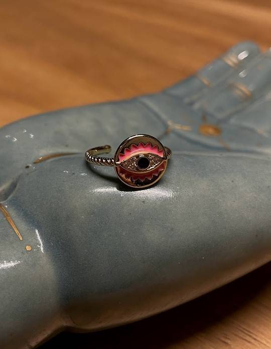 Anillo Ojo Tribal Rosa