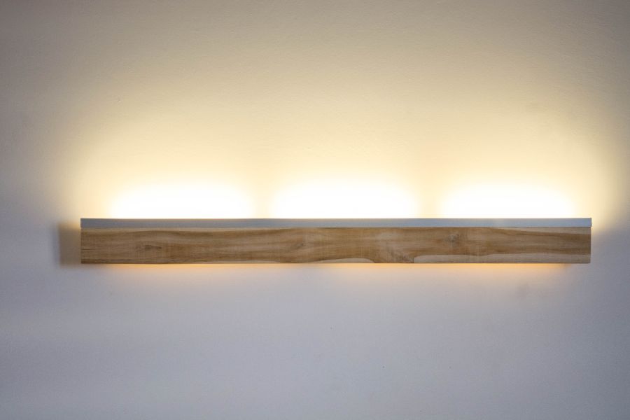 Lampara LED de pared con madera Teca