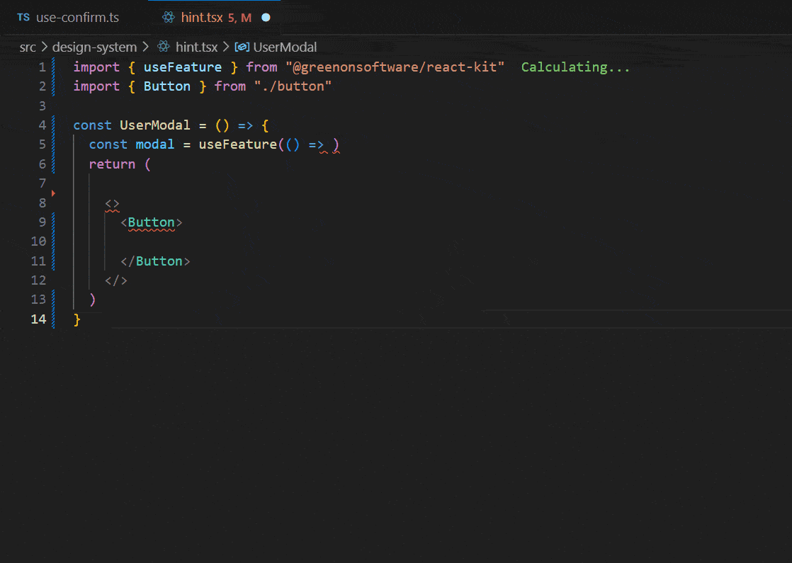 The useFeature hook demo