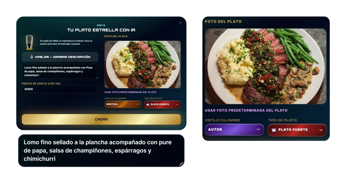 GNIA Creación de Recetas con IA — vista 2