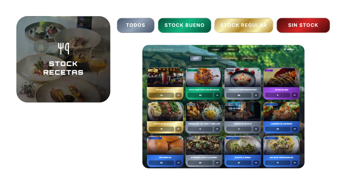 GNIA GOLD: stock de recetas