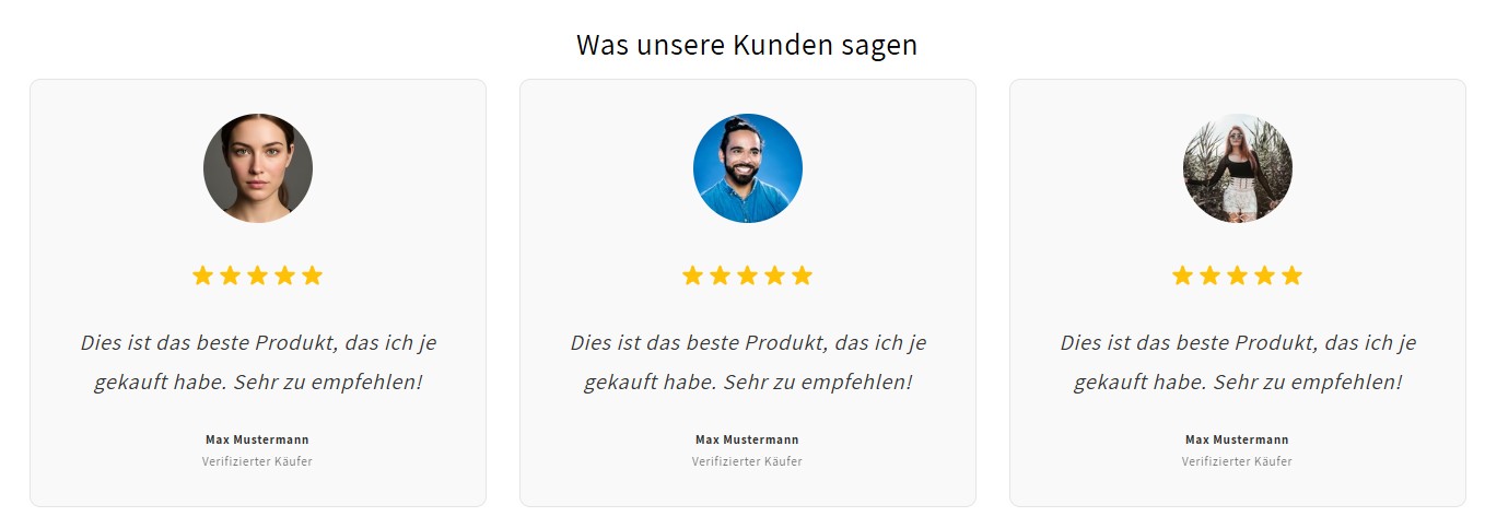 Reviews & Trust Badges Sektion Premium