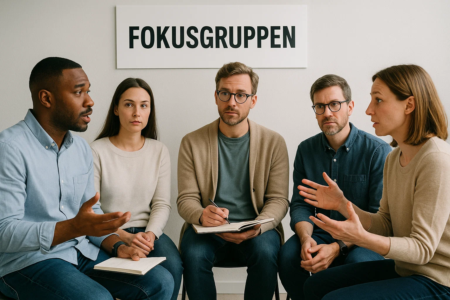 Eine Fokusgruppe sitzt in einem Stuhlkreis
