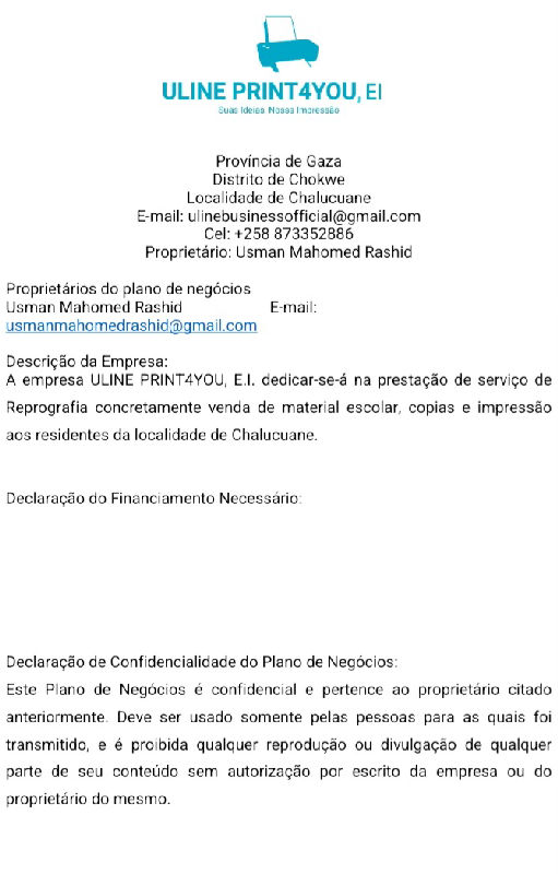Capa de PLANO DE NEGÓCIO - PAPELARIA