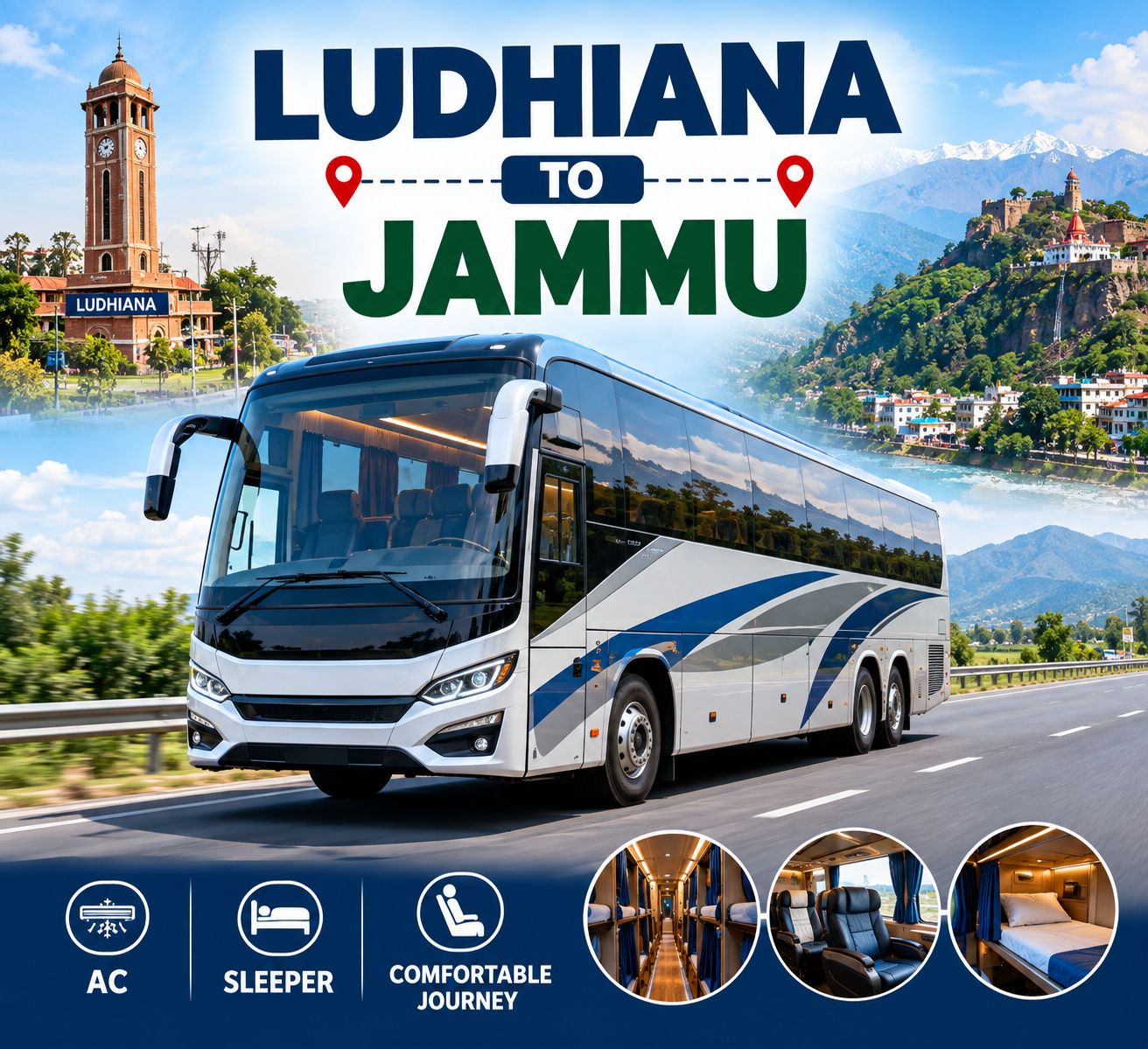 Ludhiana To Jammu Volvo Bus
