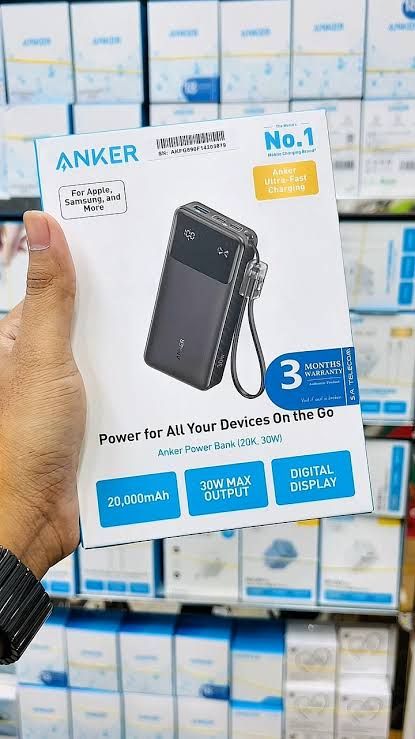 Anker Power Bank 20,000mAh 30W Max Output - Digital Display - Built-in USB-C Cable* - 4600.00 BDT - Bangladesh - Marketplace