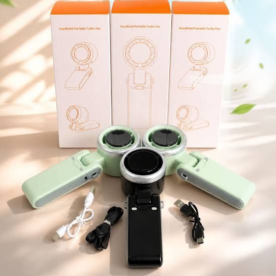 Portable Handheld Turbo Jet Fan - 180° Foldable Design - Digital Display - Lanyard Included* - 450.00 BDT - Bangladesh - Marketplace