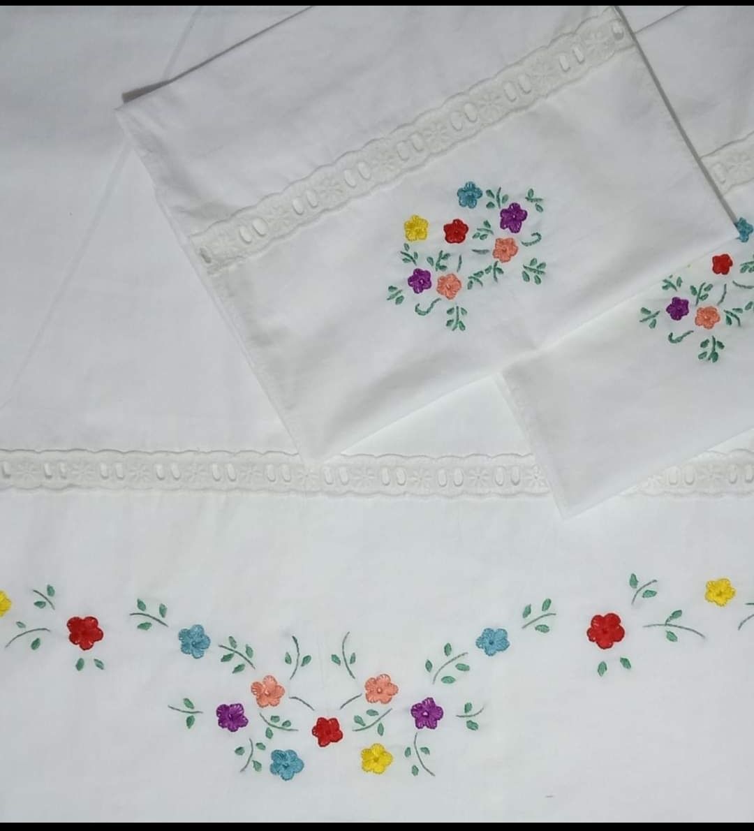 Hand embroidered baby cot sheet set
