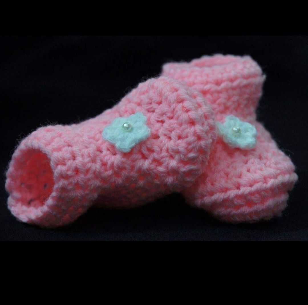 Crocheted baby booties