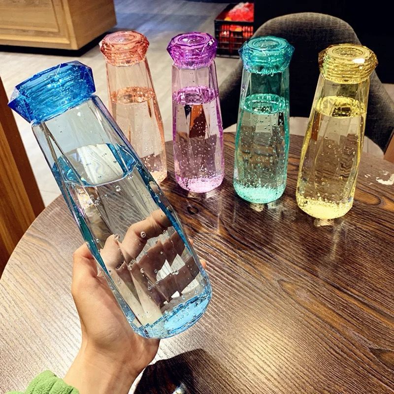 Water Bottle Diamond Shaped Glass