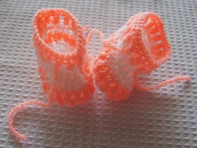 Crocheted baby booties