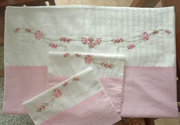Hand embroidered baby cot sheet set